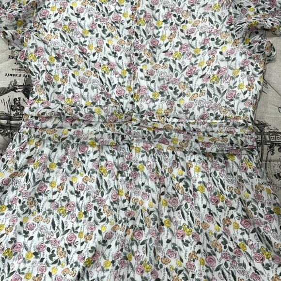 Sam Edelman Ruffle Sleeve Patterned Drape Floral Dress - Picture 11 of 14